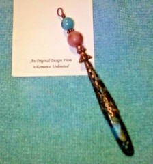 Blue & Pink Agate Pendant Impression SEA SEDIMENT JASPER Point Wand Ornament