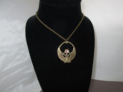 Egyptian Revival Necklace Isis Vintage Pendant Unisex Antiqued Gold Brass Gift