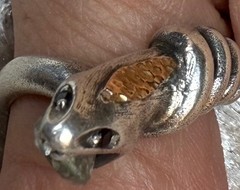 BORA 925 Sterling Silver With Bronze (Prasiolite ? ) Coiled Snake Ring