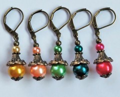 GLASS PEARL DROPS Lever back BRONZE handcrafted YOU CHOOSE XX