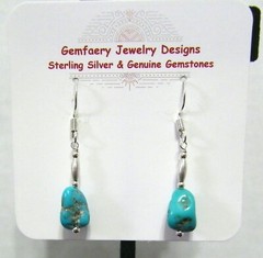 Sterling Silver USA EASTER BLUE TURQUOISE Dangle Earrings #5911…Handmade USA