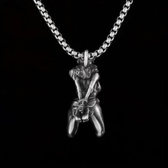 Blind Bondage Female Slave Girl Silver Statue Body Art Pendant
