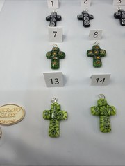 Murano Glass Millefiori Cross Necklace 925 Silver Bail Plated Chain (MC01)