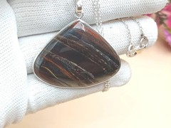 Handmade Iron Tiger Eye Pendant 925 Sterling Silver Jewelry for Men & Women