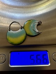 Fun Copper Enamel Hoop Earrings 925 Sterling Wires Green Yellow Artisan
