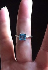 Princess Cut Blue Topaz 925 Sterling Silver Ring – Size 7.5