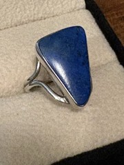 Sterling Silver Triangle Lapis Lazuli Handmade Artisan Ring Size 5.5