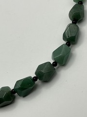 Green Aventurine Rough Faceted Chunk Bead Necklace Lobster Clasp 20″