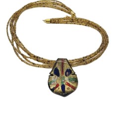 Murano Art Glass Necklace Pendant beaded layered Necklace 6 Row 21 in