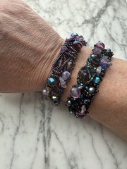 Elegant Handmade Beaded & Amethyst Purple Bracelet Toggle Clasp