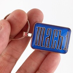 Vintage Ford Mustang MACH 1 Blue Fender Decal 1″ x 1.25 in Diameter Keychain