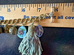 ESTATE VTG 90s Y2K CHARM BRACELET Tassel Beads Asian Boho Gypsy Hippie FESTIVAL