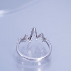 Size 7, VTG Sterling 925 silver handmade engagement heartbeat ring cluster Cz