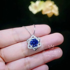 2 CT Blue Sapphire Necklace – Gemstone David Star Necklace – September