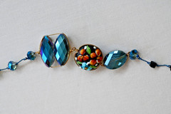 Aurora Borealis Crystal Art Glass Floral Beaded Botanical Boho Necklace Handmade