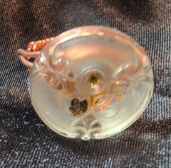 Handcrafted Copper Wire Wrapped Clear Glass Domed Cabochon Band. Size 7. #231