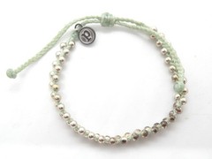 Pura Vida Signed Silver Metal Beads Braid Strings Cord Jewelry Tennis Bracelet