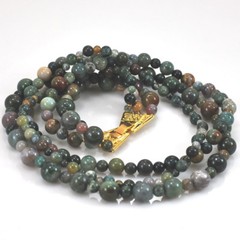 3 Strands Fancy Agate Necklace with Gold Tone Clasp 18-19″ FREE SHIPPING