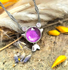 Natural Meteorite 925 Gold Fish Pendant Necklace