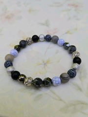 Beaded Stretch Bracelet Multicolor Gemstone Round Bohemian Women