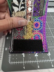 Wide Cuff Bracelet Boho Multicolor Fabric Baroque Embellished Handmade OOAK 6-7