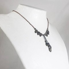 Purple Picasso Czech Leaf Beaded Choker with Earrings