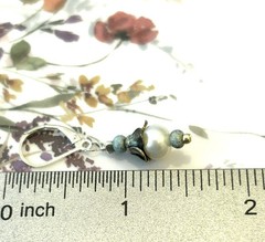 Vintage Style Bronze Blossom Freshwater Pearl Pale Blue Sterling Silver Earrings