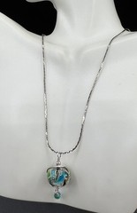 18K Rolled Gold Filled Chain, Blown Glass, Crystal Pendant, 24”