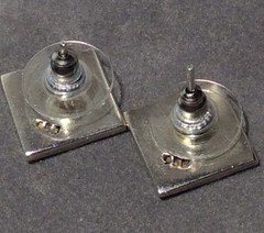 Handmade Brushed 950 Sterling Silver 14k Gold Accent SQUARE Post Earrings 5.3g