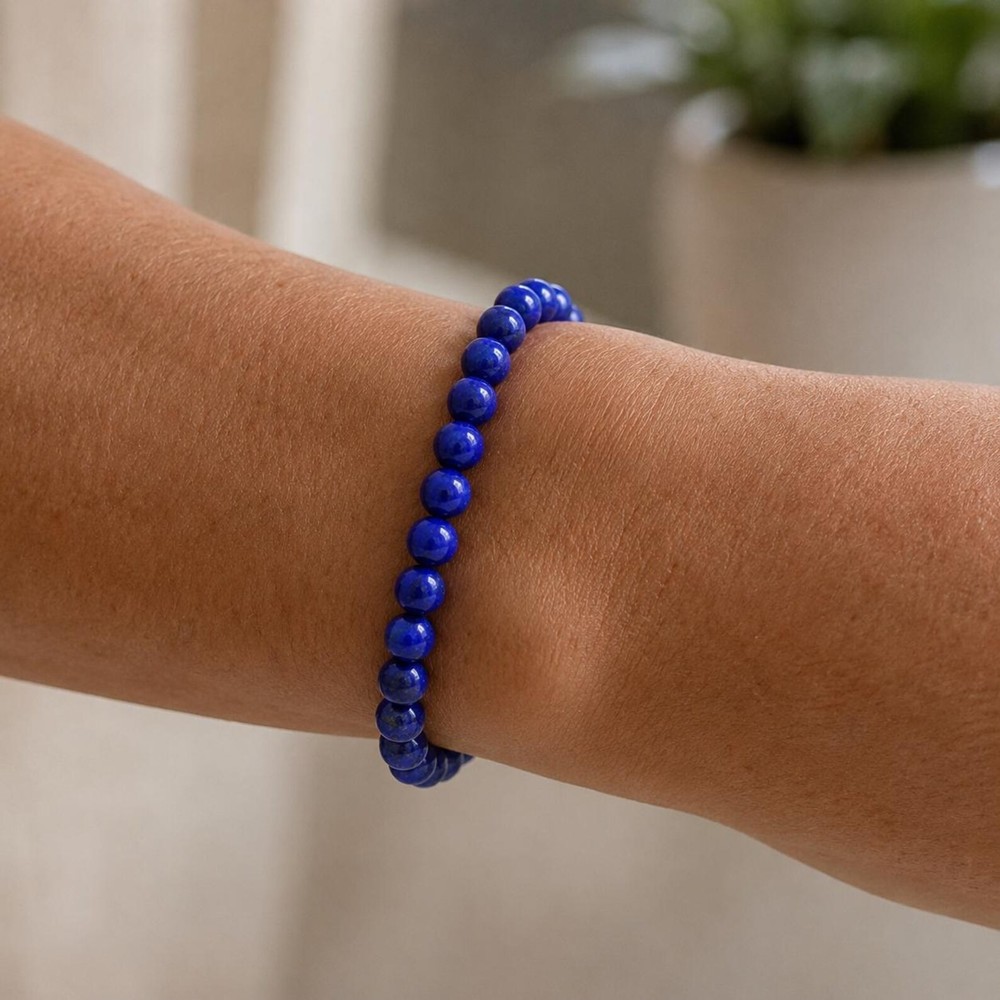 Royal Blue Lapis Lazuli Gemstone Bracelet, 14k Solid Gold, Minimalist Jewelry