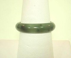 4MM-5MM 100% NATURAL MEDIUM GREEN CANADIAN NEPHRITE JADE NARROW BAND DOMED RING