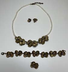 Michael Michaud Bronze and Freshwater Pearl Necklace, Bracelet and Earring Set
