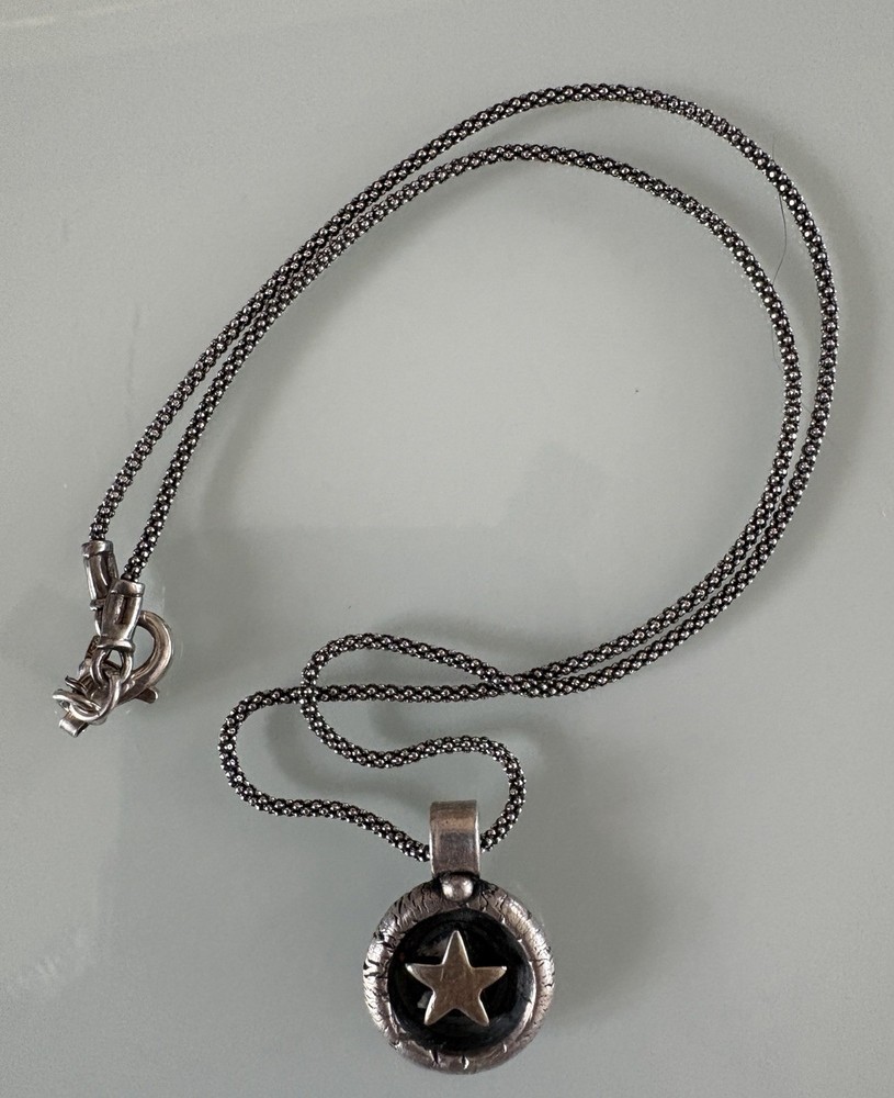 VTG Handmade 999 Sterling Silver Wax Seal Star Pendant With 925 Chain 10g
