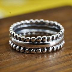 Size 8.5, Vintage Sterling silver stackable handmade ring, 925 band with beads