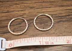 14K RG Over Sterling Silver 20mm Wavy Textured Hoop Earrings (1.35 g)