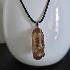 Natural Lithium Quartz Pendant, Free Form, Stainless Steel Bail, 3.5 cm Quartz