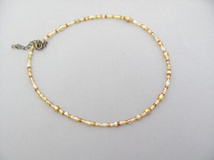 Gold Glass Choker Necklace Mixed Shape Boho Seed Bead Summer Spring