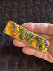 Vtg Andree Basot Paris France Enamel Fused Glass On Copper Brooch Pin 1960’s
