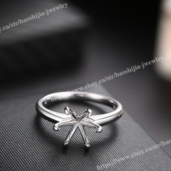 8mm to 8.5mm Round Cut Prong Setting Ring Solid Sterling Silver 925 Non-Plated
