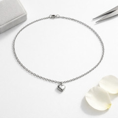 Surgical Stainless Steel Puffed Heart Charm Necklace – Chain – Lobster Clasp