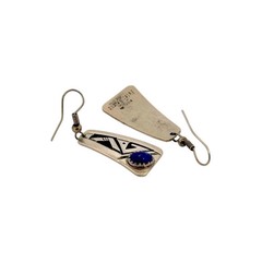 Peter Nelson, Vintage, Earrings, Lapis Lazuli, Sterling Silver, Navajo, 1 3/4″