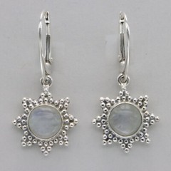 Rainbow MOONSTONE Sun Star Earrings Natural Gemstone – 925 Sterling Silver #56e