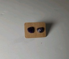 Handmade Amethyst Crystal Stone Stud Earrings Surgical Steel