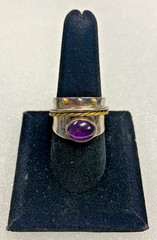 Vintage Handcrafted Sterling Silver Amethyst Spinner Ring Size 8.5/18.5mm – 35R