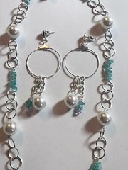 Handmade Apatite Faux Pearl Necklace and Earrings