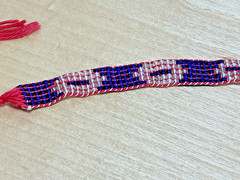 Handmade Beaded Bracelet Red Blue White Native Style Geometric