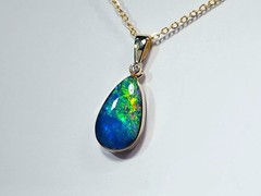 Parhelion’ Australian Opal & Diamond Pendant Rare Gem Gift 1.26g Q55