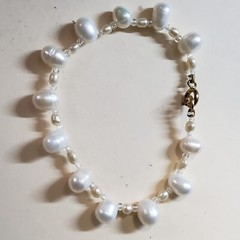 GENUINE * PEARL * BRACELET, 7 Inches LONG, 8 mm -Handmade in USA