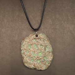 Paper Mache Clay Bronze Tone Color Aged Patina Pendant Necklace