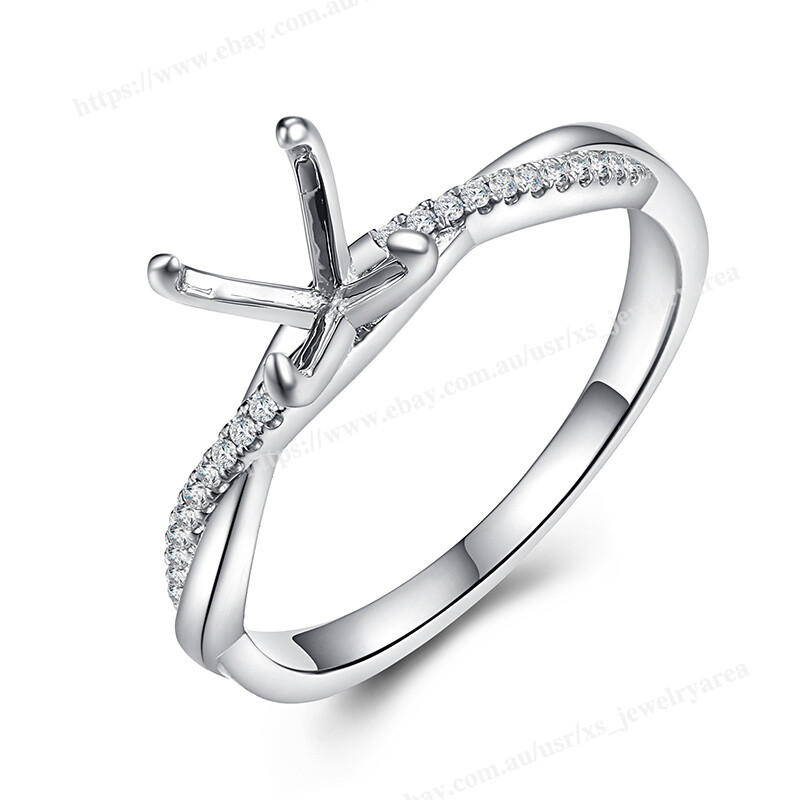 Stylish Round 6.5mm Semi Mount Ring Gorgeous Real Diamond Solid 14k White Gold